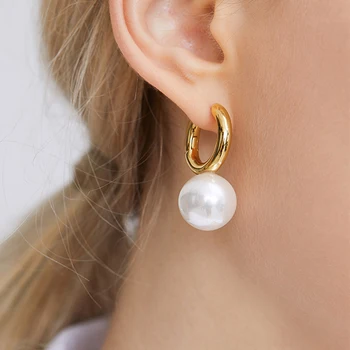 Minimalistyczny geometryczny baroku kolor biały kolczyki hoop dla kobiet modny nowoczesny złoty kolor pierścienie Metalowe kolczyki