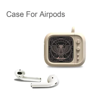 TV styl Bezprzewodowy Bluetooth słuchawki etui dla Airpods pokrowiec silikonowy miękki gumowy pełna etui do Airpods miękki pokrowiec pokrywa