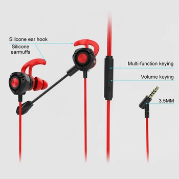 Nowe słuchawki przewodowe G22 Wired 3.5 mm Plug In-ear Gaming słuchawki dynamiczne słuchawki z mikrofonem akcesoria do telefonów komórkowych 2020