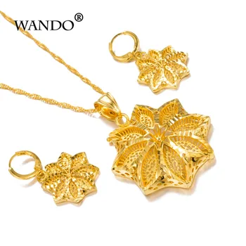 Wando Ethiopian dubai Nigeria jewelry Set Jewelry 24k Gold Color African/Eritrea/Kenya Bridal Wedding Gift ws45