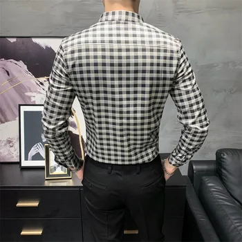 Jesienna Nowa Koszula W Kratę Męska Odzież Moda 2020 Z Długim Rękawem Męskie Koszule Biurowe All Match Slim Fit Meble Odzież Koszule Mężczyźni