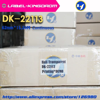 6 rolek kompatybilnej etykiety DK-22113 62mm*15.24 M ciągłej kompatybilnej drukarki etykiet Brother półprzezroczysty materiał