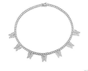 Nowa motyl łańcuch 4 mm tenisa łańcuch naszyjnik naszyjnik lodu sześciennych Cyrkon Bling hip-hop Urok biżuteria dla mężczyzn kobiet prezent