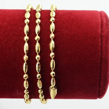 1szt 3 mm, wyciąć piłka koraliki etiopskie kobiety mężczyźni ślub kolor złoty łańcuch naszyjnik