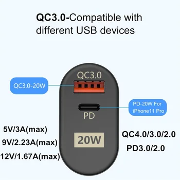 PD 20W QC4.0 szybkie ładowanie Usb C ładowarka baterii dla iphone, 12 Mini Pro MAX 12 11 Xs Xr X 8 Plus PD ładowarka samochodowa do iPad air 4 2020 IPAD pro