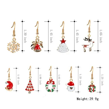 Ozdoby Świąteczne Panie Świąteczne Kolczyki Zestaw Biżuterii Gils Śniegu Bałwan Łoś Boże Narodzenie Kapelusz Drzewo Kolczyki Prezent 9 Par