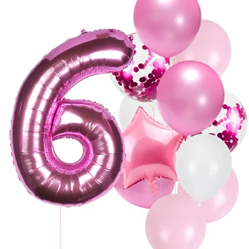 12pcs 1 urodziny różowy pokój foliowe balony dekoracje urodzinowe dla dzieci dziewczynka księżniczka 1 2 3 4 5 6 7 8 9 lat