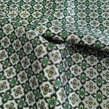 Europejski styl moda metalowy koniczyna drukowana zielona Żakardowe tkaniny do wiosenno letniego stroju kompletny strój telas tecido tissu SP6054