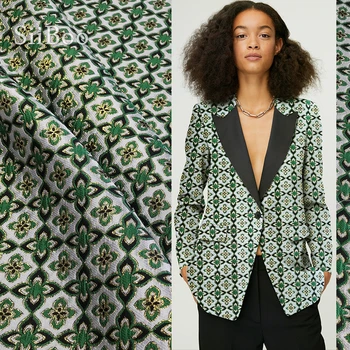 Europejski styl moda metalowy koniczyna drukowana zielona Żakardowe tkaniny do wiosenno letniego stroju kompletny strój telas tecido tissu SP6054