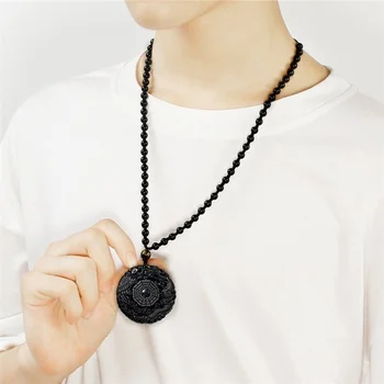 Naturalny czarny obsydian smok feniks naszyjnik koraliki moda naszyjnik Urok biżuteria handmade Amulet prezenty dla kobiet mężczyzn