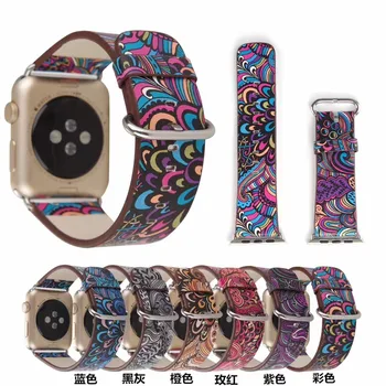 Pasek ze skóry dla Apple Watch band se/38/42 40 mm 44 mm z serii 1/2/3/4/5/6 kwiatowe kwiatowy wzór Narodowy, ludowy styl