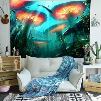 Simsant Trippy Górski gobelin kolorowa natura rośliny leśne sztuka ścienne, tkaniny dekoracyjne do salonu, sypialni wystrój domu