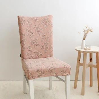 Wysokogatunkowy jadalnia krzesło żakardowe tkaniny z wysokim oparciem wzór liść klonu wykonany na zamówienie jednoczęściowy hotelowy pokrowiec na krzesła 2 kolory elastyczny