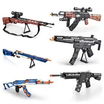 CaDA AK Weapon Model Gun Military Police Pistol Series Technic Building Block Signal Gun Assembly Bricks zestawy zabawek dla chłopców