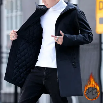 2020 zimowa kurtka mężczyźni z kapturem długa kurtka płaszcz kaszmir koreański slim kurtka Hombre męska wiatrówka parki bawełna odzież młodzieżowa