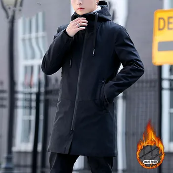 2020 zimowa kurtka mężczyźni z kapturem długa kurtka płaszcz kaszmir koreański slim kurtka Hombre męska wiatrówka parki bawełna odzież młodzieżowa