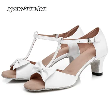 LJSENTENCE buty Damskie do tańców łacińskich białe buty do tańca towarzyskiego Salsa Party shoes 5.5 cm 6cm heels Low Plus size