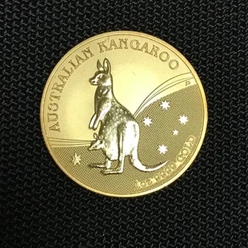 2 szt niemagnetyczny australijski ikonę Kangroo 2009 24K obecnie pozłacany podłogowa 1 uncja 32,6 mm Elizabeth kolekcjonerska artystyczna moneta sourvenir