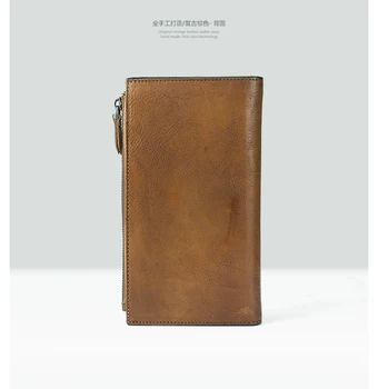 Vintage moda skórzany portfel męski portfel skórzany męski portfel męski portfel kopertówka długi portfel kopertę posiadacz karty kredytowej
