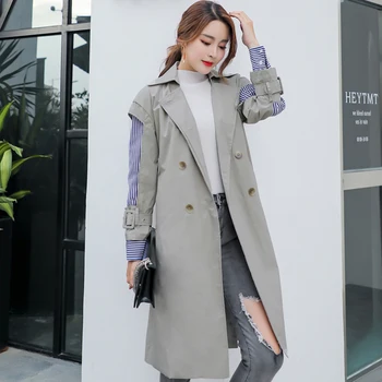 2020 nowa moda womne ubrania koreański dziewczyna wiatrówka koreański dwa papierowych rękawa wspólne pasy wspaniały wolny fałszywe płaszcz z dwóch części