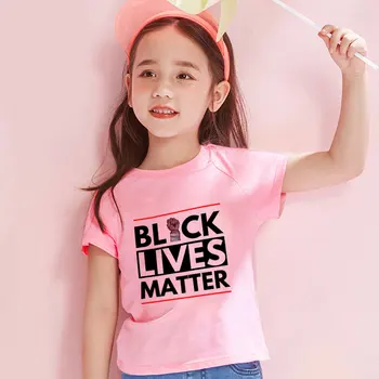 24 M-9 T dziewczynek koszulka nie mogę oddychać Czarna życie ma wartość drukowanie kreskówka chłopiec odzież Harajuku t-shirt Dziewczyna letnie dzieci koszula